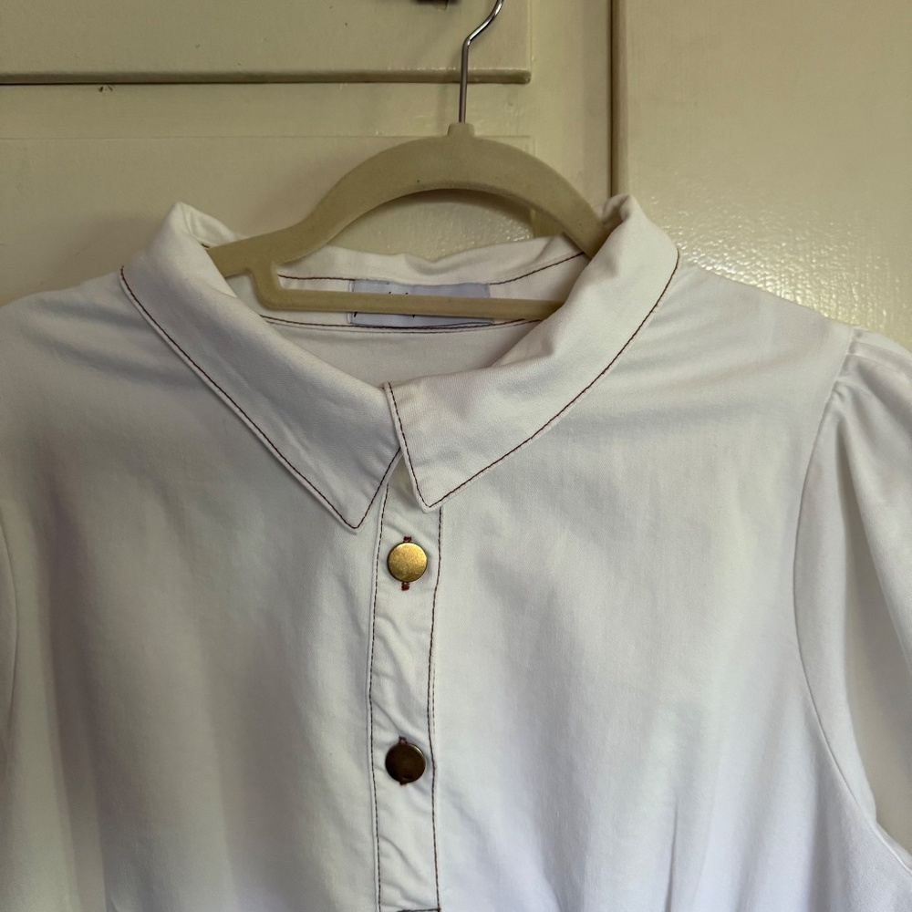 Petal & Pup Sollie White Denim Puff Sleeve Midi Dress Size XL - Picture 7 of 15